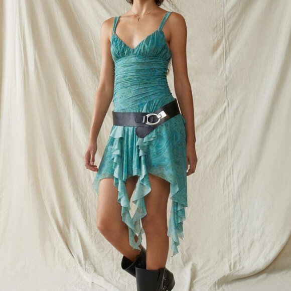 Urban Outfitters Kimchi Blue Ilana Mesh Mini Dress Ruffle Hem Romantic Fairy - Picture 1 of 7